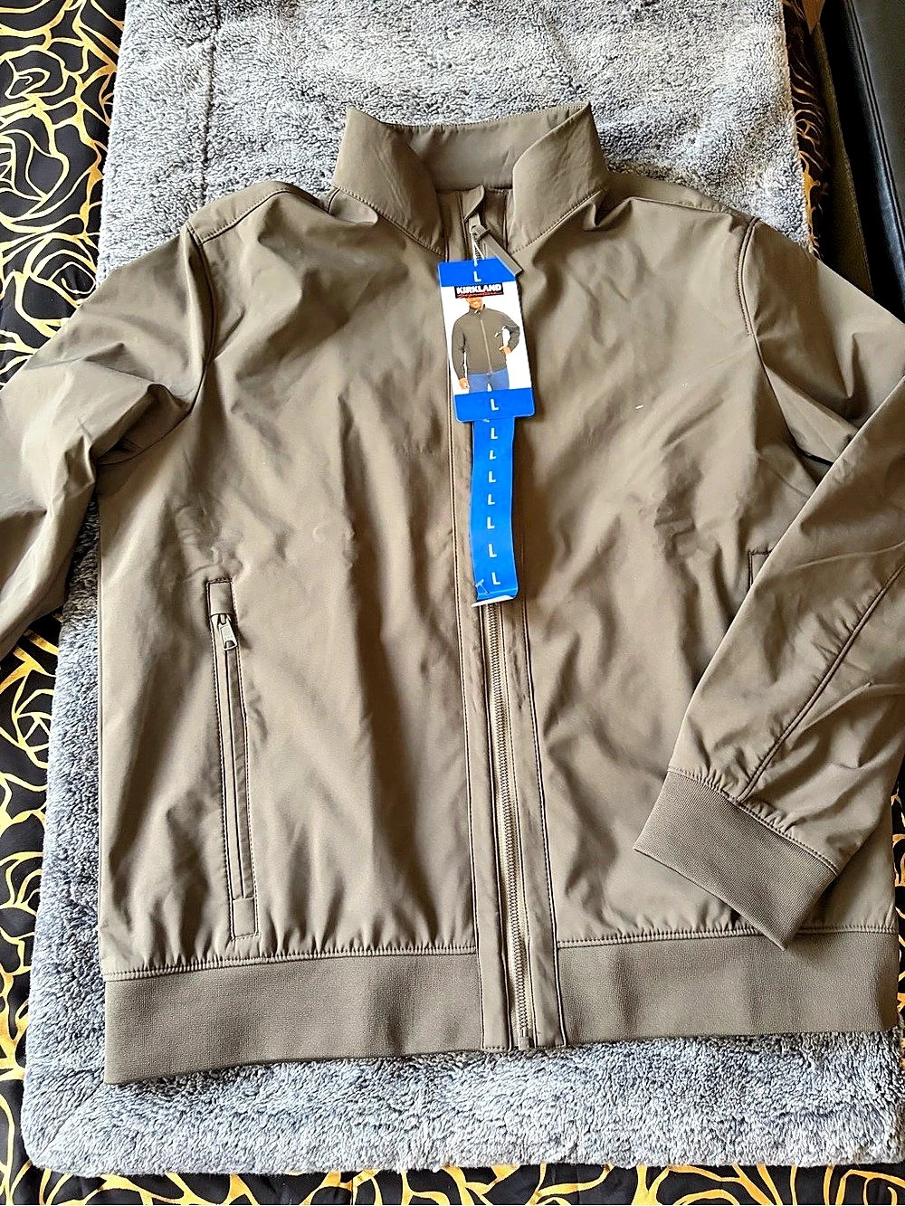 Kirkland Signature Men's Softshell Bomber Jacket Grey Large